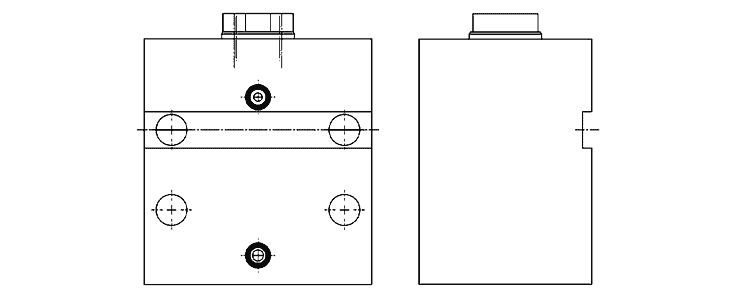 Blockzylinder aus Stahl mit Querbohrungen und breiter Quernut (Flanschanschluss Breitseitig) 1 Bauformen Bemassung 604